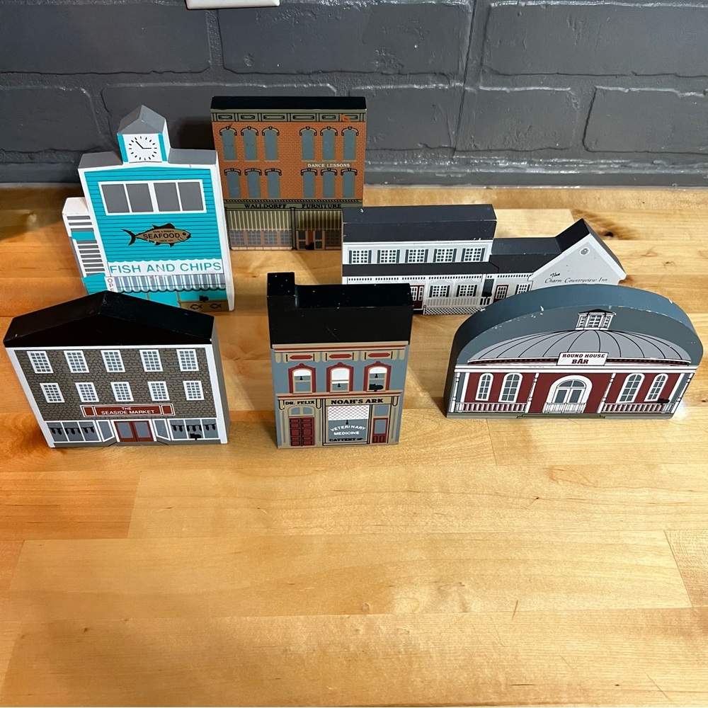 Vintage ‘90s Six Piece The Cat’s Meow Series Village Lot Collector Series